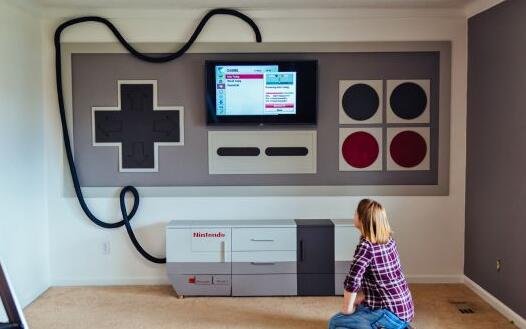 任天堂真爱粉玩家打造出NES风格主题房间