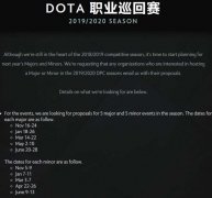 2019/2020赛季Dota2比赛日程计划安排一